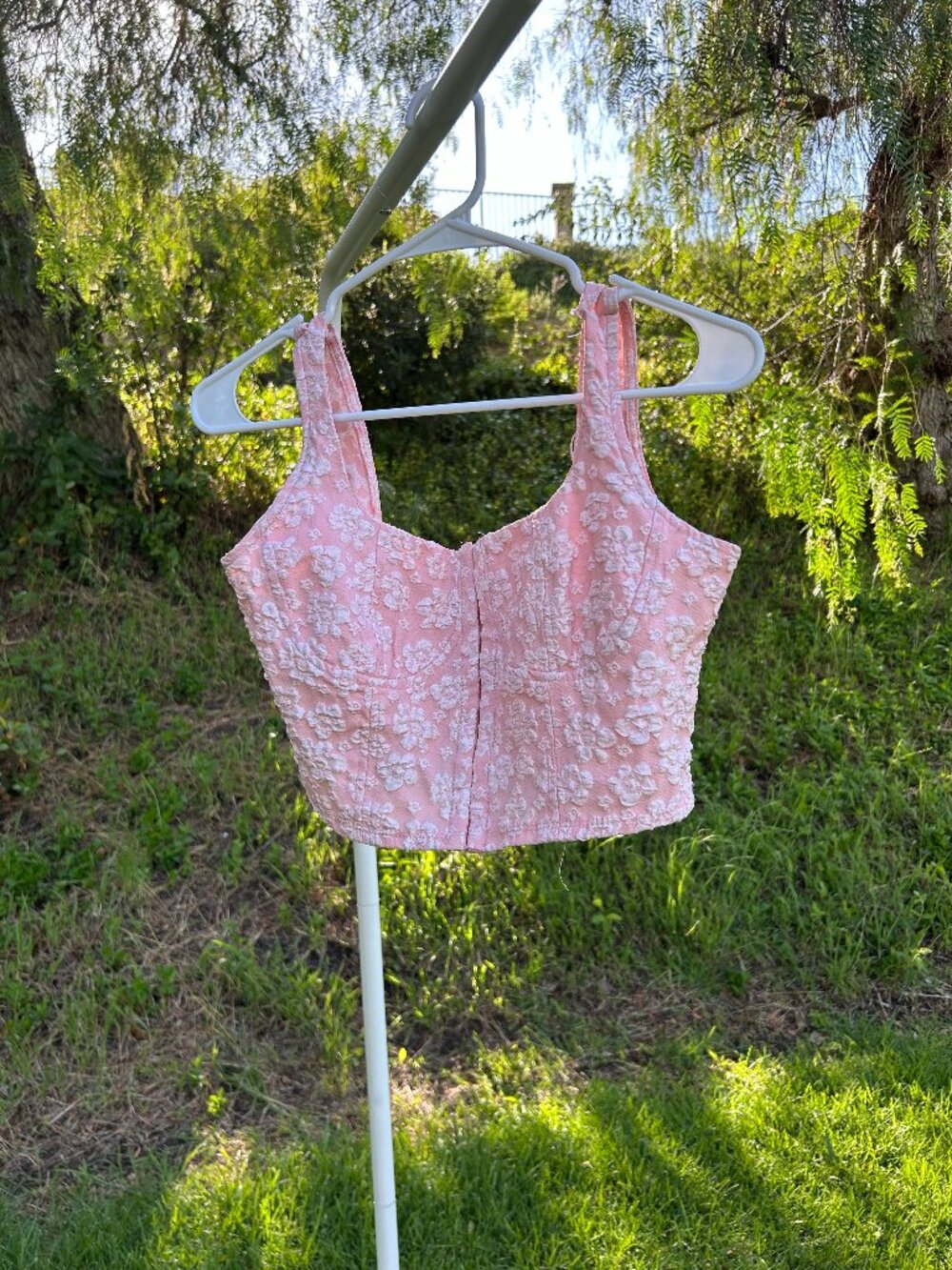Pink Floral Corset Style Crop Top